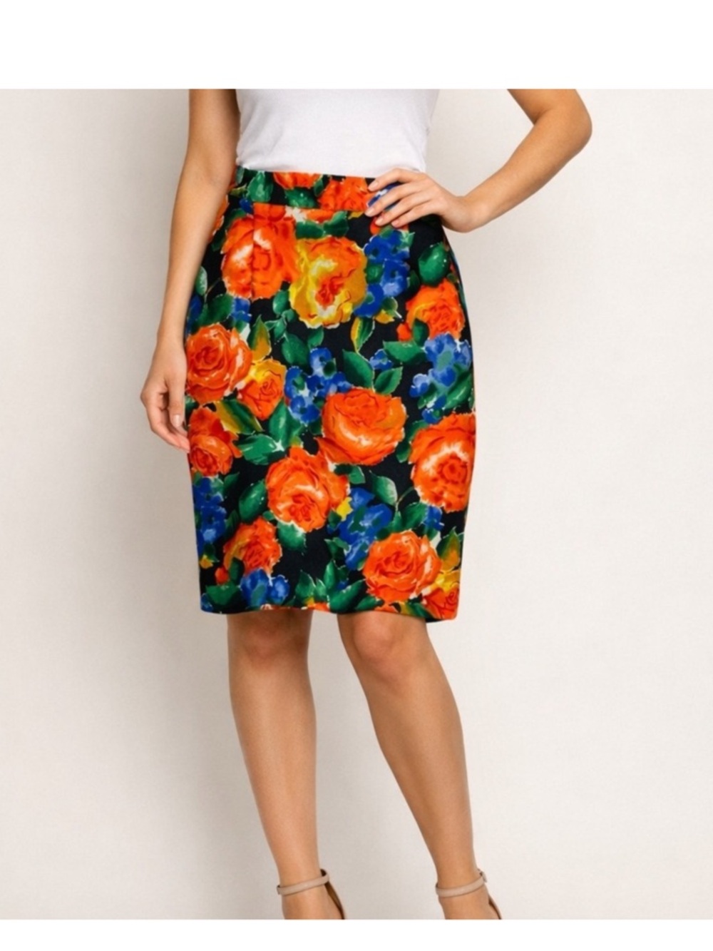Vintage Floral Pencil MIDI Skirt